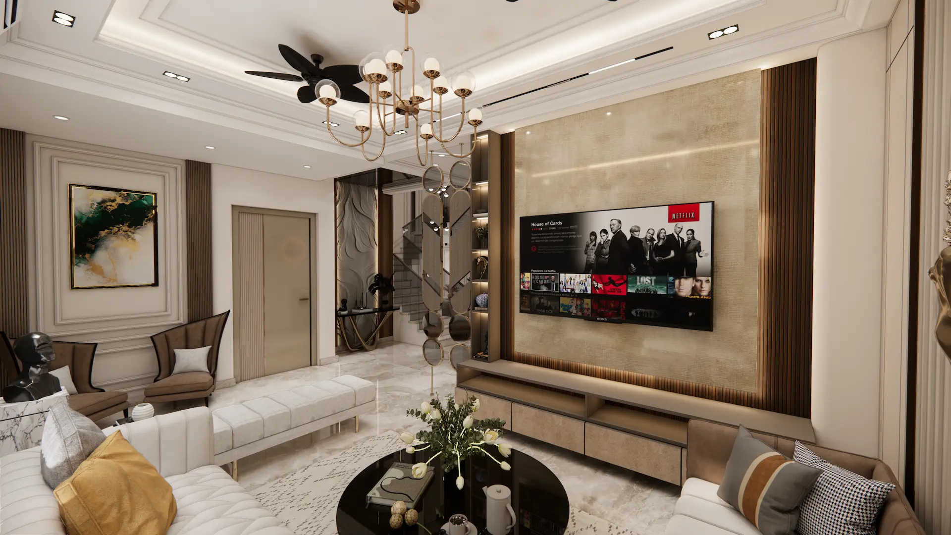 French Contemporary Villa Interiors — Vasundhra, Ghaziabad
